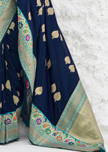 Load image into Gallery viewer, Indigo Blue Soft Banarasi Silk Saree with Zari Woven Butti overall Clothsvilla