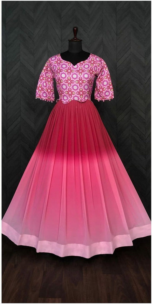 Georgette Pink Colo Lovely Pattern Long Gown