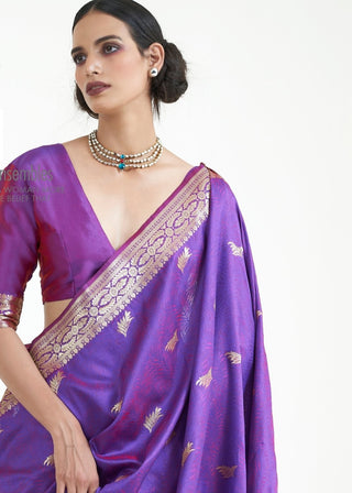 Grape Purple Woven Kanjivaram Silk Saree Clothsvilla