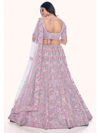 Lilac Soft Net Embroidered Designer Lehenga Choli Clothsvilla