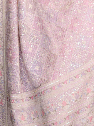 Pink Georgette Embellished Saree With Unstitched Blouse Clothsvilla