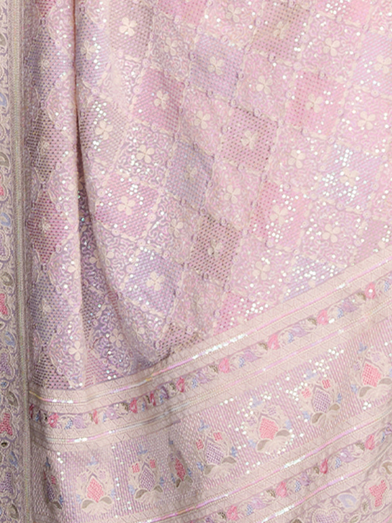 Pink Georgette Embellished Saree With Unstitched Blouse Clothsvilla