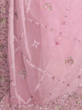 Load image into Gallery viewer, Pink Georgette Embroidered Saree With Unstitched Blouse Clothsvilla