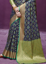 Load image into Gallery viewer, Navy Blue Woven Patola Silk Saree Clothsvilla