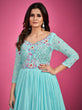 Load image into Gallery viewer, Blue Chinon Silk Embroidered Gown Clothsvilla