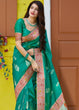 Load image into Gallery viewer, Teal Green Silk Saree with Floral Zari Border and Silver Buti Design Clothsvilla