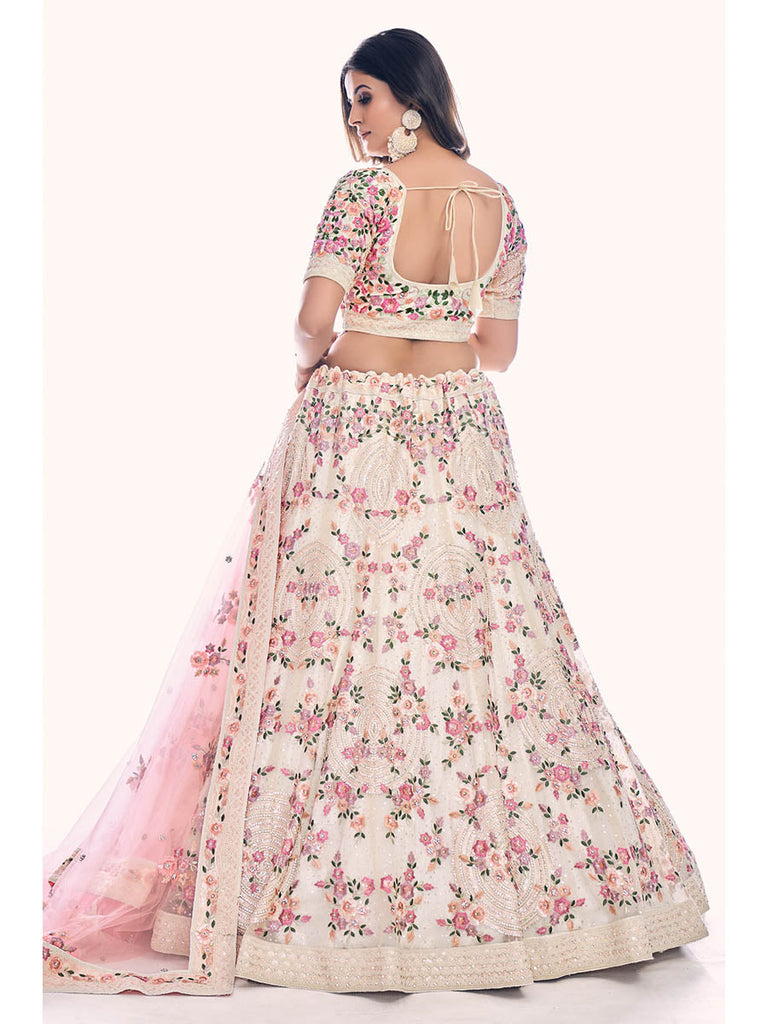 White Soft Net Embroidered Designer Lehenga Choli Clothsvilla