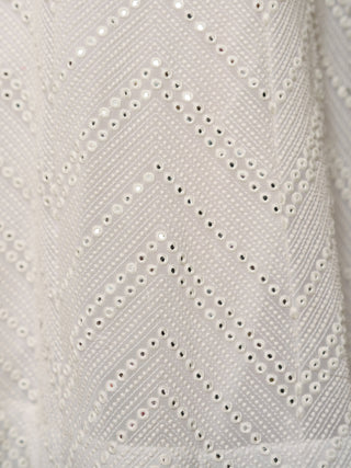 White Embroidered Georgette Semi Stitched Lehenga With Blouse Piece Clothsvilla