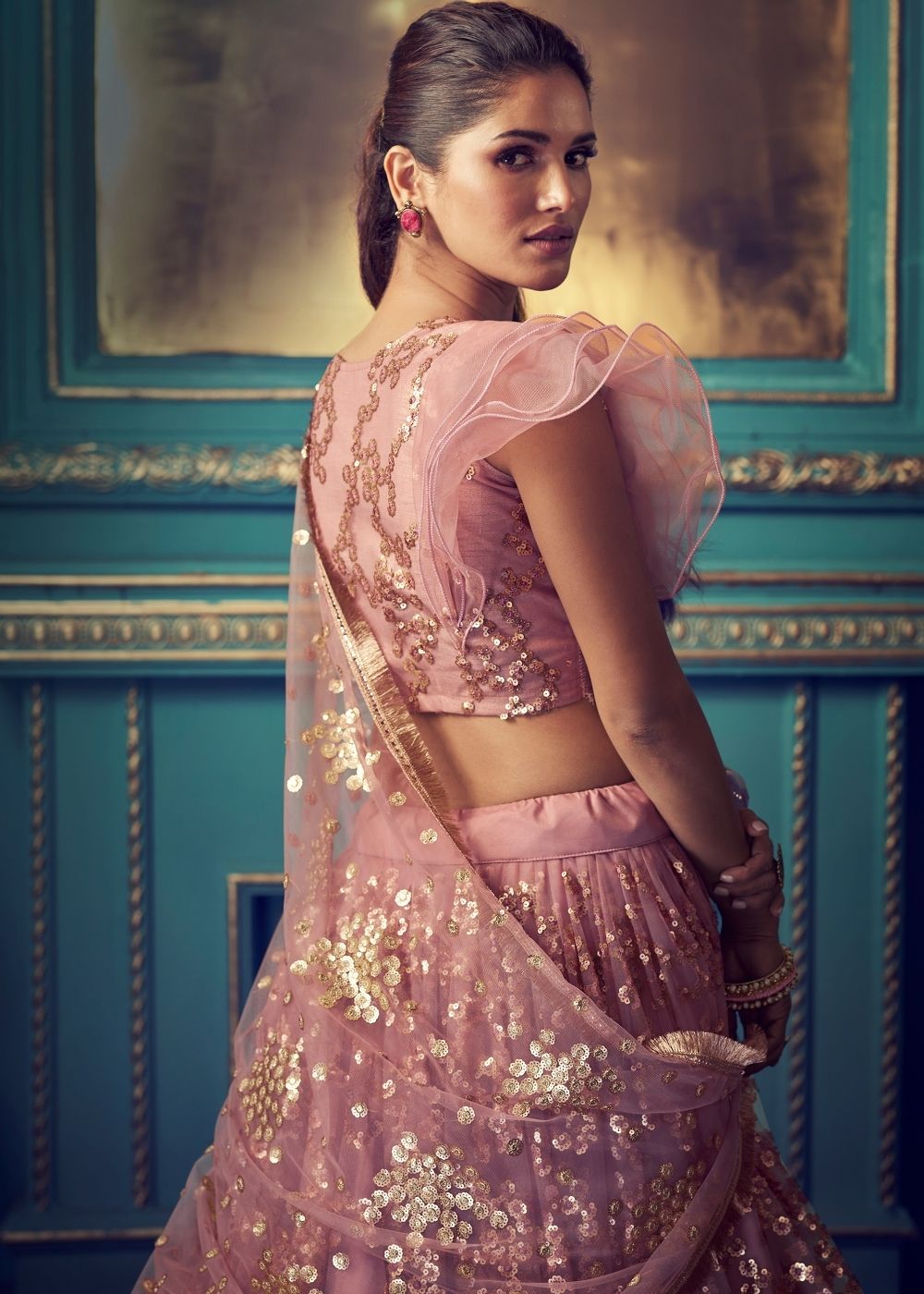 Mulberry Purple Designer Soft Net Lehenga Choli with Sequin and Thread work Clothsvilla