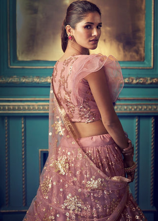 Mulberry Purple Designer Soft Net Lehenga Choli with Sequin and Thread work Clothsvilla