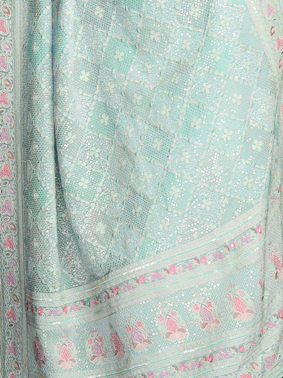 Light Blue Georgette Embellished Saree With Unstitched Blouse Clothsvilla