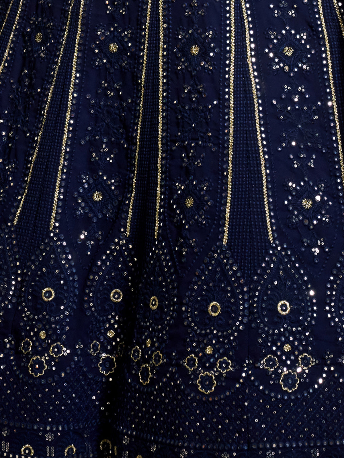 Beautiful Navy Blue Color Georgette Semi Stitched Lehenga With Blouse Piece Clothsvilla