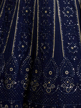 Load image into Gallery viewer, Beautiful Navy Blue Color Georgette Semi Stitched Lehenga With Blouse Piece Clothsvilla