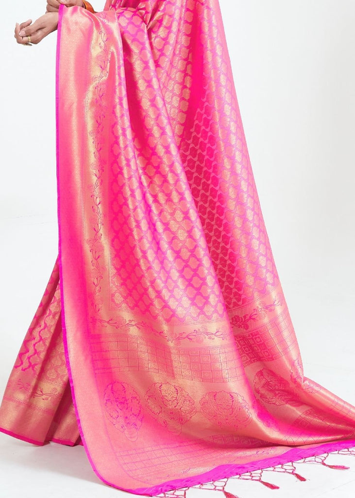 Fuscia Pink Woven Kanjivaram Silk Saree : Limited Edition Clothsvilla