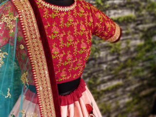 Rose Florals Printed Designer Lehenga with Heavily Embroidered Blouse ClothsVilla