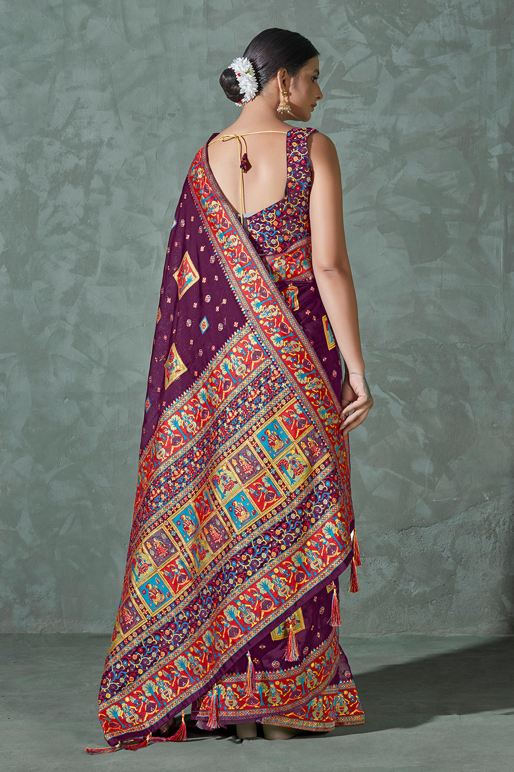 Purple Color Cotton Work Silk Zari Work Saree Clothsvilla