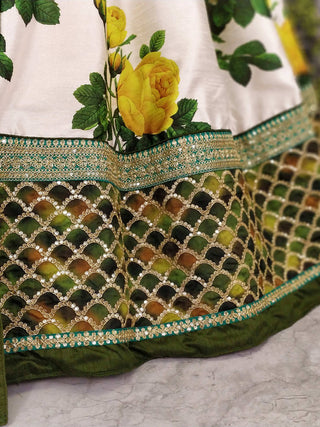 Rose Florals Printed Designer Lehengas with Heavily Embroidered Blouse ClothsVilla