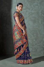 Load image into Gallery viewer, Navy Blue Color Cotton Work Silk Zari Work Saree Clothsvilla