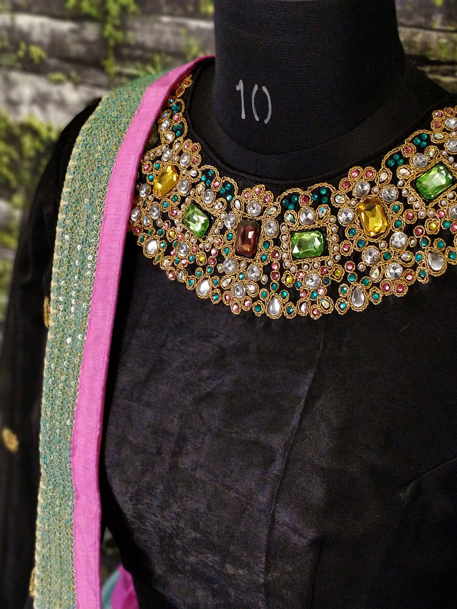 Dazzling Floral Printed Black Lehenga Skirt with Velvet Blouse ClothsVilla