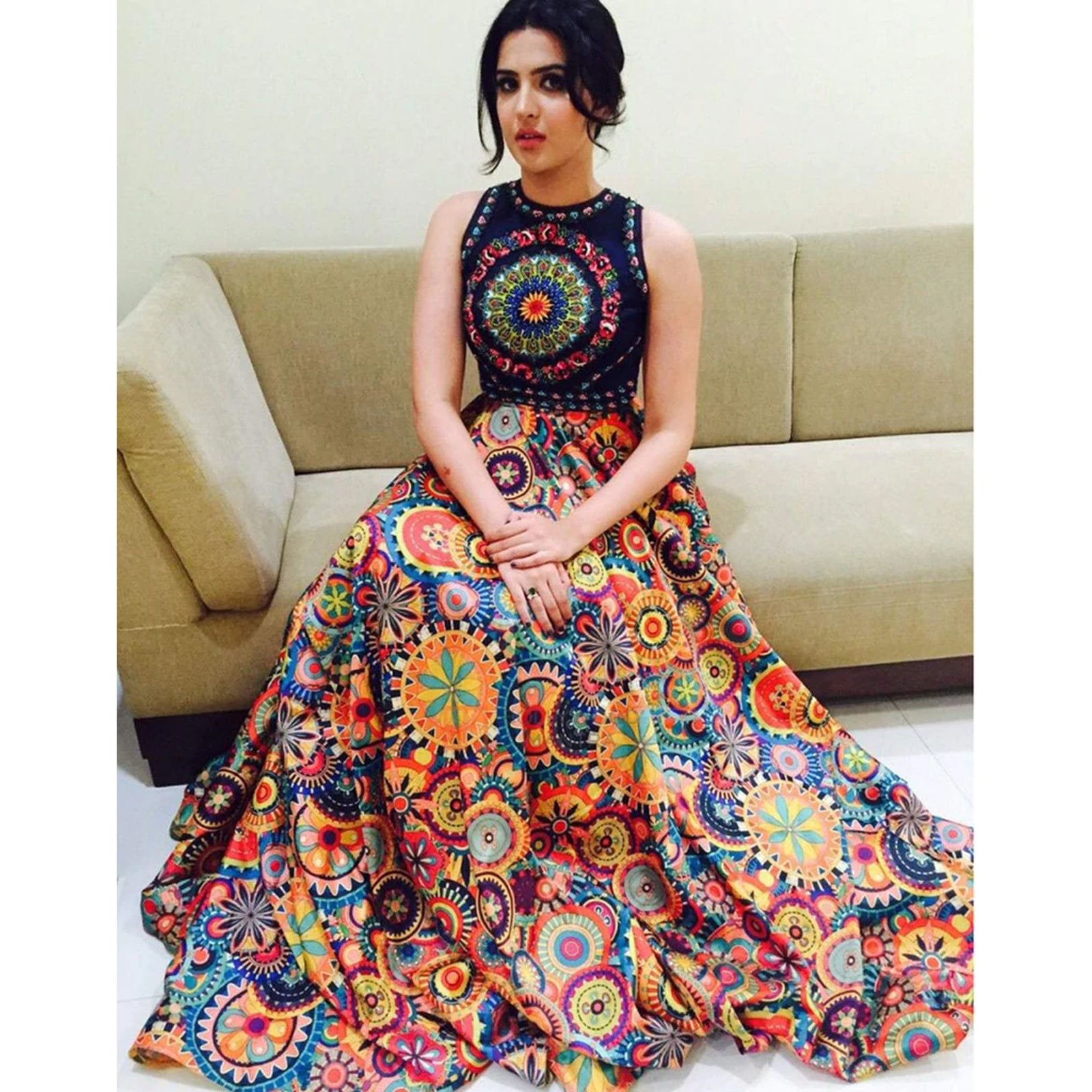 Colorful Designer Wear Digital Printed Cotton Semi Stitched Lehenga Choli ClothsVilla