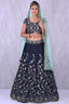 Navy Blue Banglory Silk Lehenga Choli with Applique Embroidery work ClothsVilla