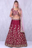 Maroon Banglory Silk Lehenga Choli with Applique Embroidery work ClothsVilla