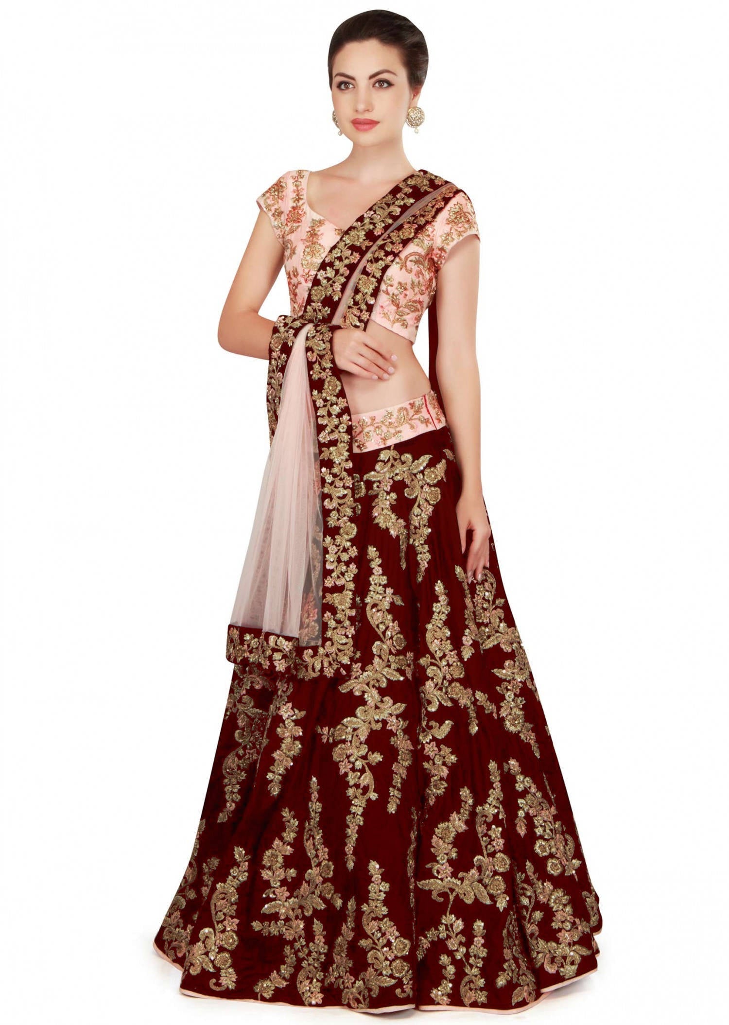 Invaluable Maroon Colored Designer Embroidered Lehenga Choli ClothsVilla