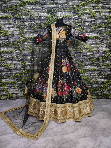 Gorgeous Black Colored Partywear Designer Embroidered Lehenga Choli ClothsVilla