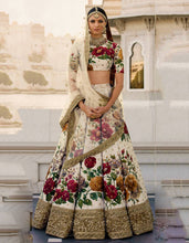 Load image into Gallery viewer, Gorgeous Cream Colored Partywear Designer Embroidered Lehenga Choli ClothsVilla