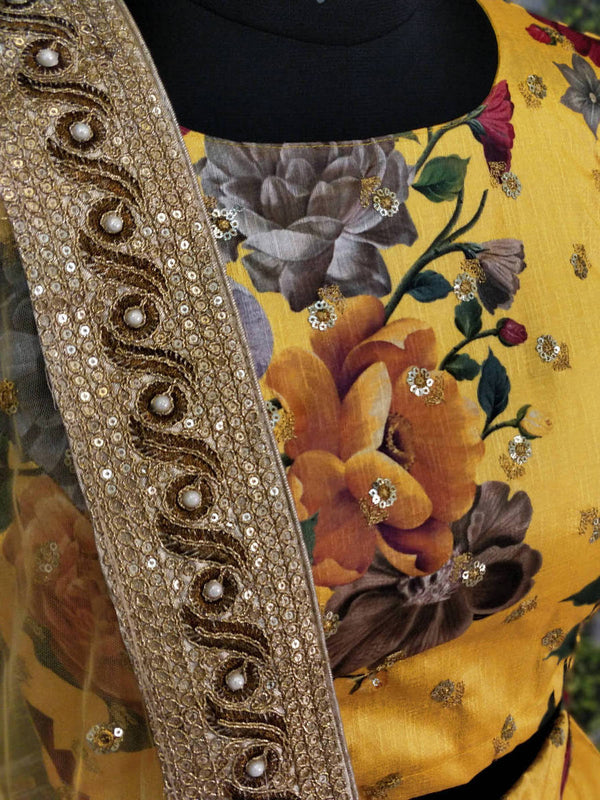 Gorgeous Yellow Colored Partywear Designer Embroidered Lehenga Choli ClothsVilla