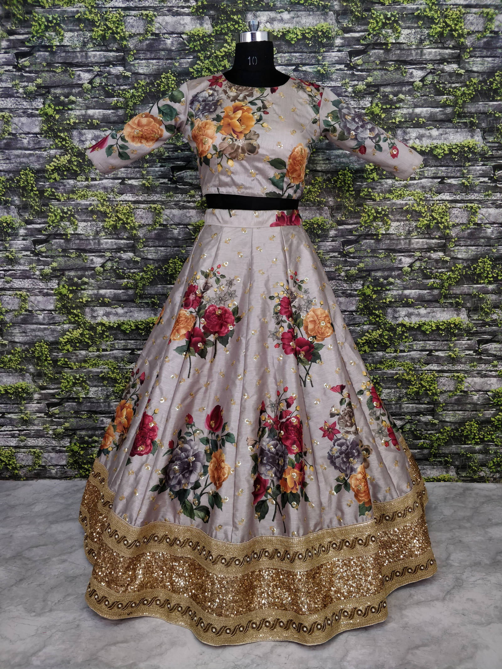 Gorgeous Gray Colored Partywear Designer Embroidered Lehenga Choli ClothsVilla