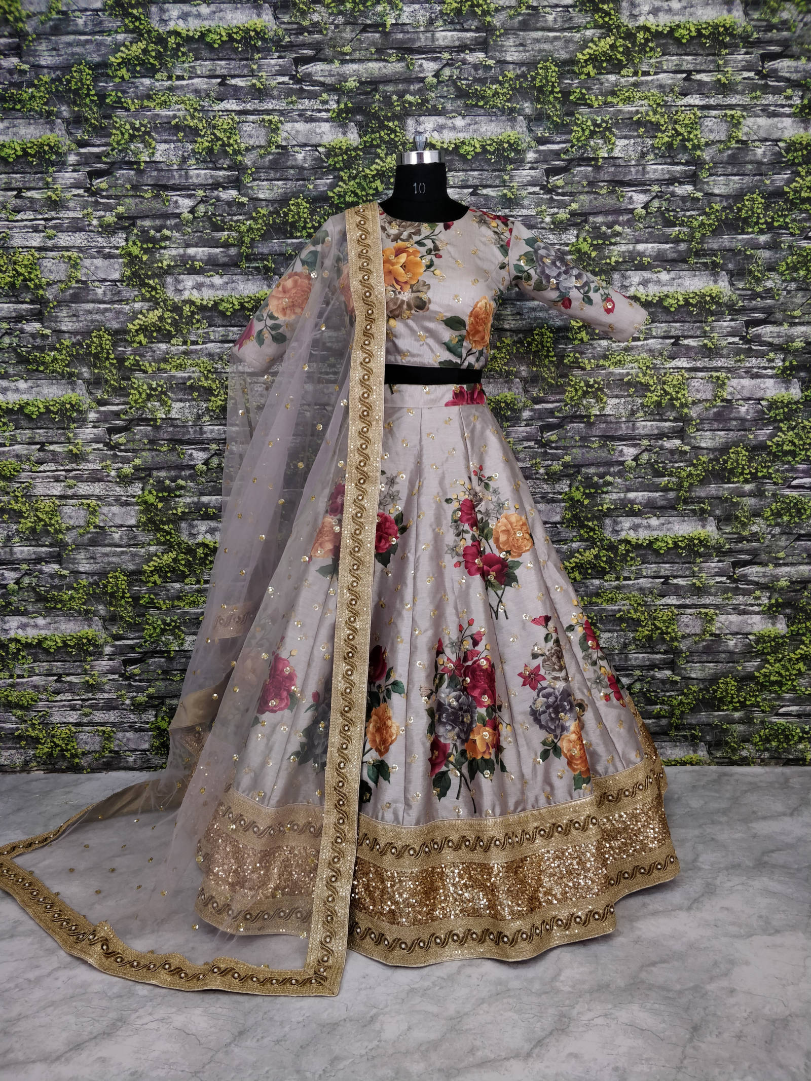 Gorgeous Gray Colored Partywear Designer Embroidered Lehenga Choli ClothsVilla