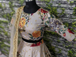 Gorgeous Gray Colored Partywear Designer Embroidered Lehenga Choli ClothsVilla