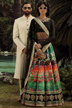 Load image into Gallery viewer, Sizzling Black Colored Partywear Digital Printed Embroidered Lehenga Choli ClothsVilla