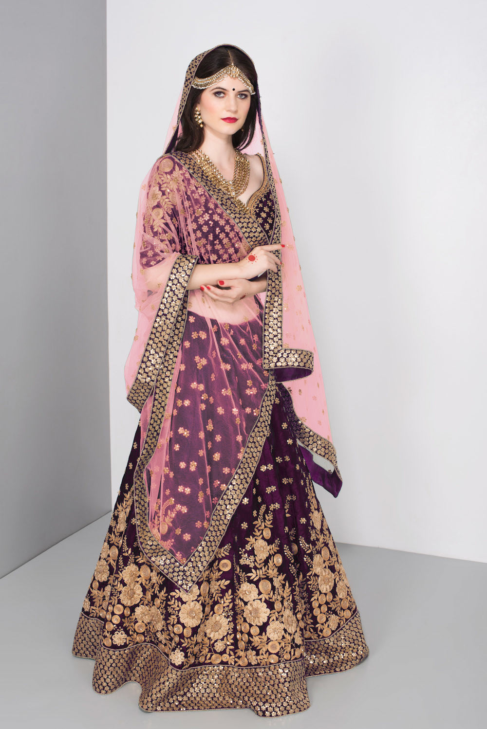 Stunning Purple Colored Party Wear Embroidered Lehenga Choli ClothsVilla