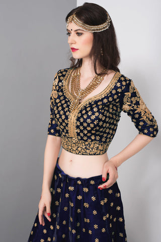 Stunning Blue Colored Partywear Embroidered Lehenga Choli ClothsVilla
