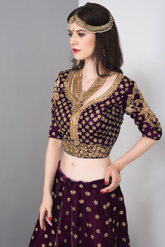 Stunning Purple Colored Party Wear Embroidered Lehenga Choli ClothsVilla