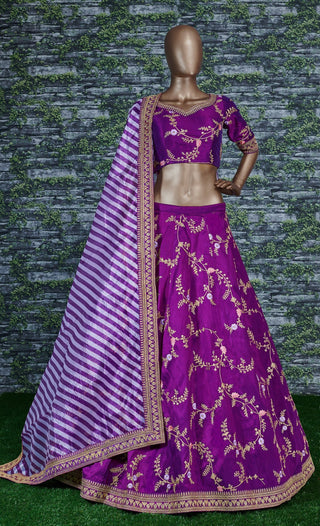 Marvelous Purple Color Bridalwear Embroidered Lehenga Choli ClothsVilla