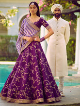 Load image into Gallery viewer, Marvelous Purple Color Bridalwear Embroidered Lehenga Choli ClothsVilla