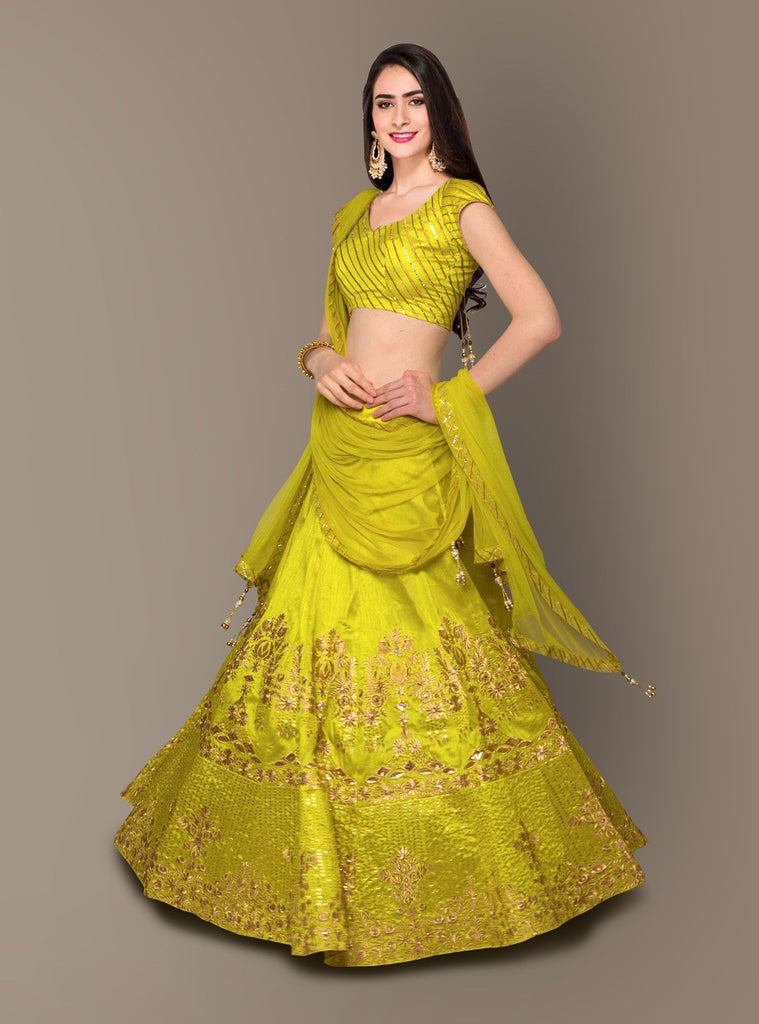 Sophisticated Green Colored Party wear Embroidered Lehenga Choli ClothsVilla
