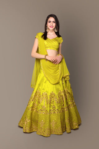 Sophisticated Green Colored Party wear Embroidered Lehenga Choli ClothsVilla