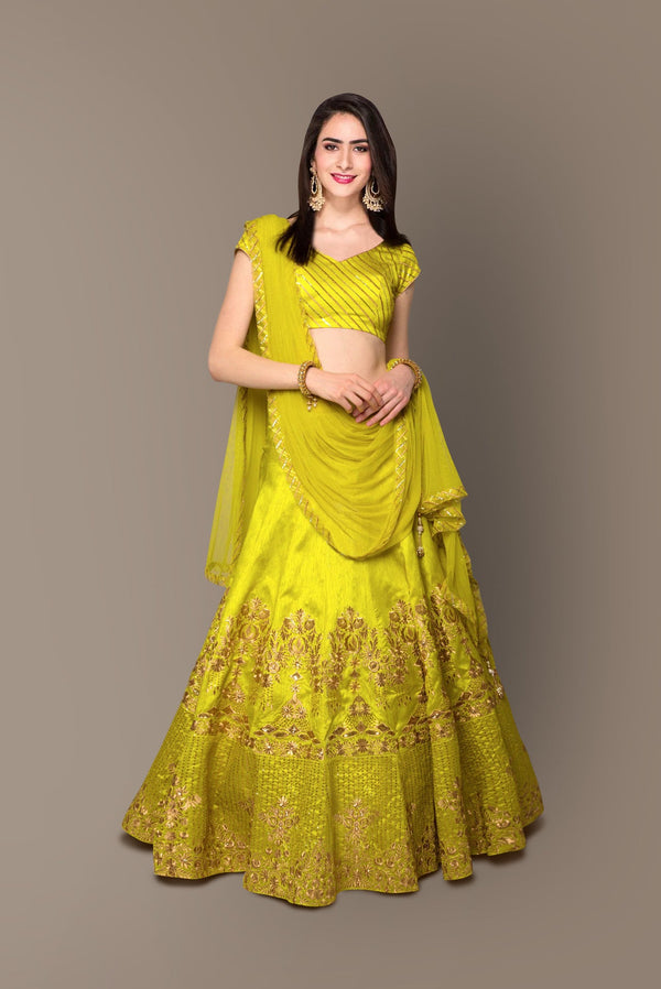 Sophisticated Green Colored Party wear Embroidered Lehenga Choli ClothsVilla