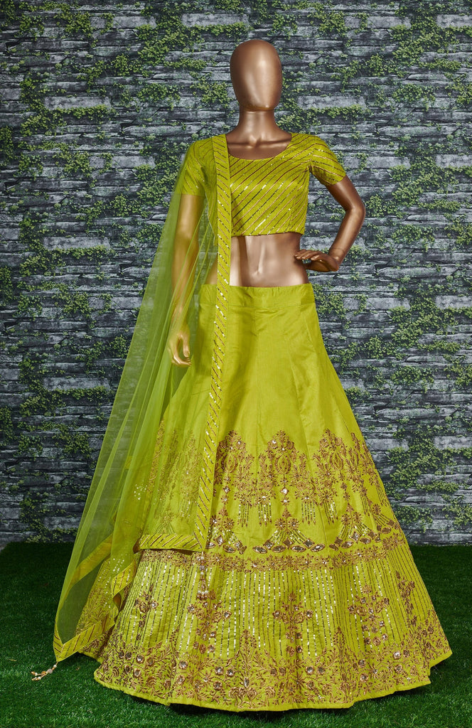 Sophisticated Green Colored Party wear Embroidered Lehenga Choli ClothsVilla