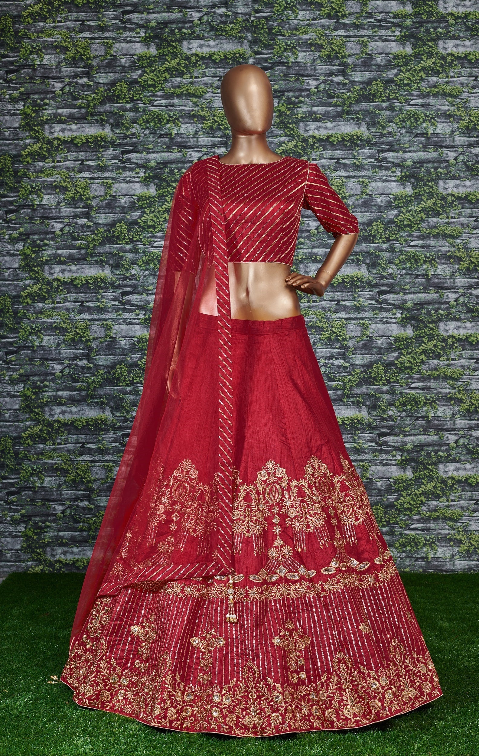 Sophisticated Red Colored Party wear Embroidered Lehenga Choli ClothsVilla