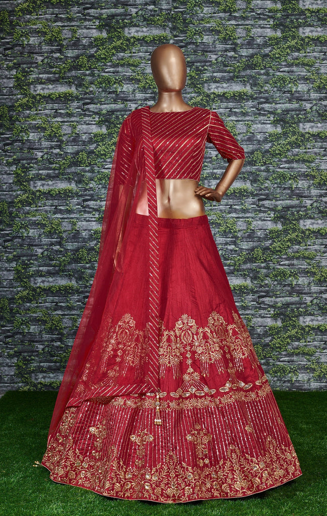Buy Red Sequins Work Net Party Wear Lehenga Choli from Ethnic Plus.