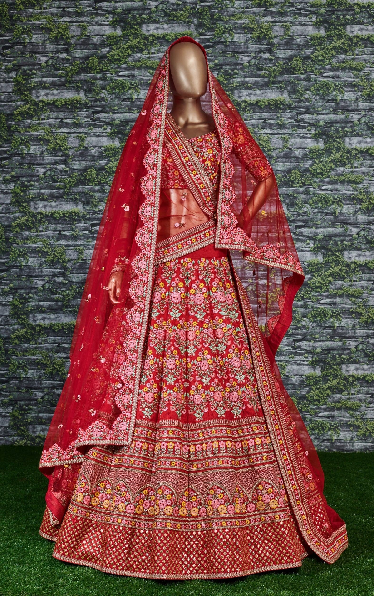 Breathtaking Red Colored Bridal wear Embroidered Lehenga Choli ClothsVilla Main image