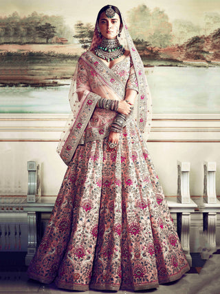 Prominent peach Colored Bridal wear Embroidered Lehenga Choli ClothsVilla