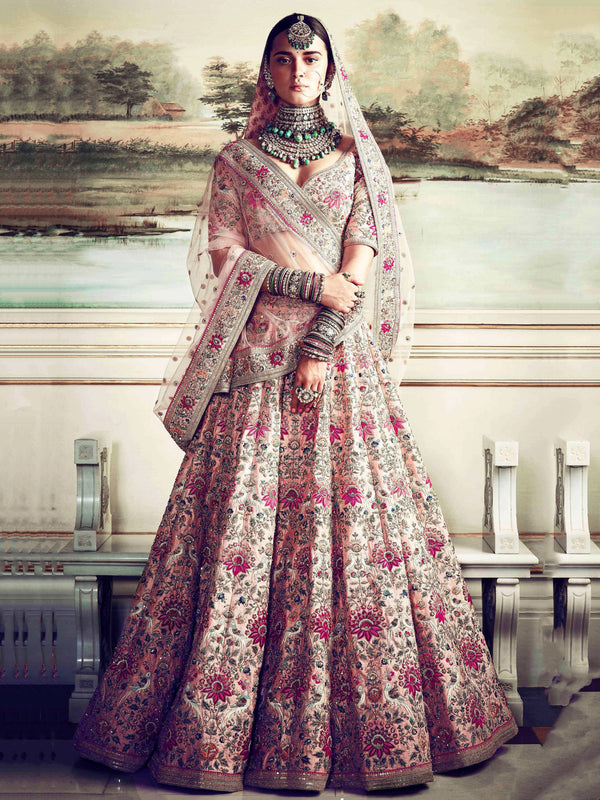Prominent peach Colored Bridal wear Embroidered Lehenga Choli ClothsVilla