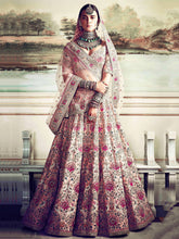 Load image into Gallery viewer, Prominent peach Colored Bridal wear Embroidered Lehenga Choli ClothsVilla