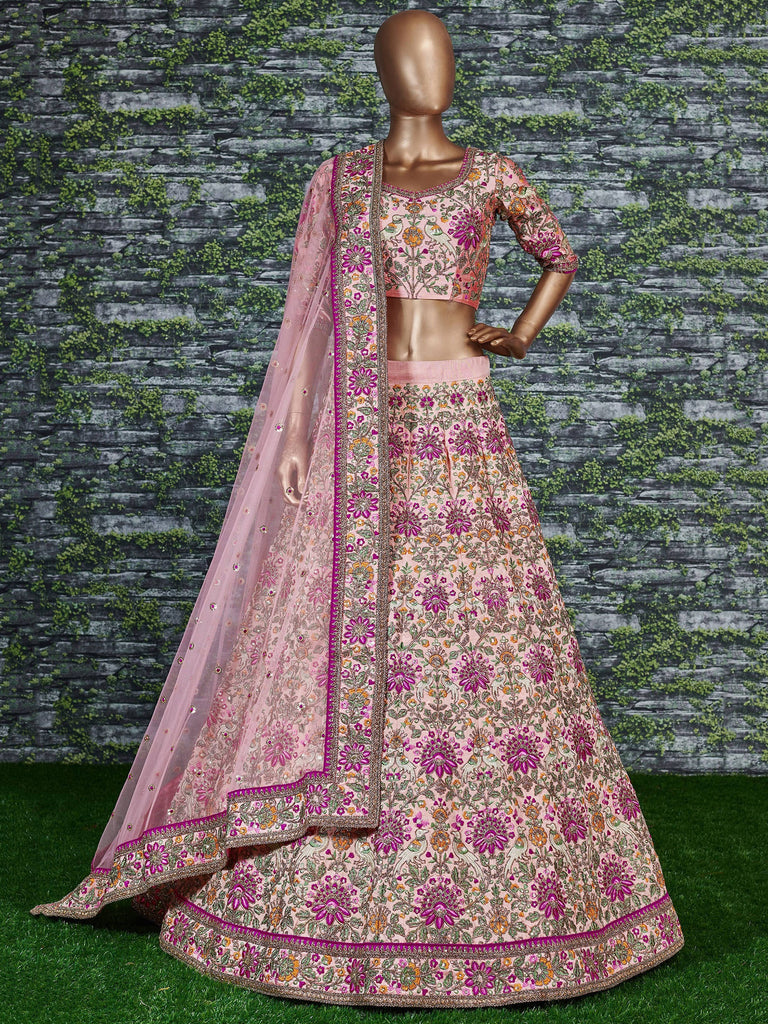 Prominent peach Colored Bridal wear Embroidered Lehenga Choli ClothsVilla